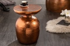 Handgearbeiteter Beistelltisch ORIENT 50cm kupfer Metall Hammerschlag Design rund