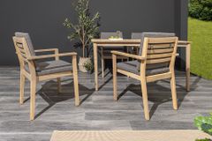 Massiver Gartenstuhl KOPENHAGEN natur Akazienholz anthrazit In- und Outdoor inkl. Kissen