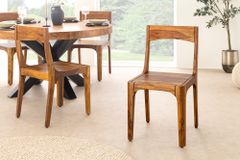 Massiver Stuhl ORGANIC braun Sheeshamholz stone finish handmade