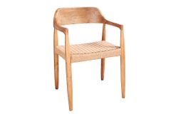Design Armlehnen-Stuhl KENNEDY natur aus recyceltem Pinienholz mit Korbgeflecht