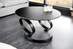 Design Couchtisch DANCING RINGS schwarz grau rund drehbar Keramik Metall
