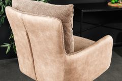 Drehbarer Design Barhocker BIG GEORGE champagner beige Samt Taschenfederkern Armlehne