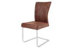Freischwinger Stuhl SAMSON dark coffee Edelstahlrahmen mit Komfortgriff