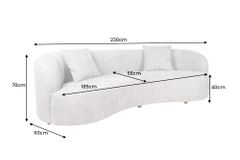 Modernes Sofa ATELIER 230cm grau Bouclé  3-Sitzer Couch inkl. Kissen