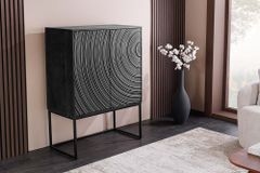 Design Highboard ORBIT 120cm schwarz Mangoholz mit 3D-Front Metall