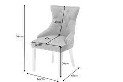 Eleganter Stuhl CASTLE DELUXE grau Samt Löwenkopf Chesterfield Design Esszimmerstuhl Nieten
