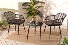 In- und Outdoor Bistro Balkon-Set PARIS schwarz Polyrattan Sitzgruppe inkl. Tisch
