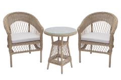 In- und Outdoor Garten-Set ELYSEE natur taupe Polyrattan Aluminium inkl. Tisch Kissen