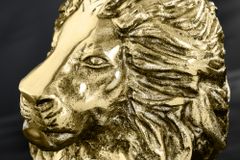 Runder Beistelltisch WILDLIFE LION 60cm gold antik Metall Glas Löwen Skulptur
