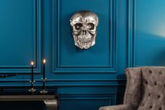 Exklusive Wandskulptur SKULL XXL 40cm silber Deko Totenkopf