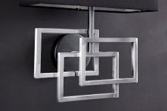 Moderne Wandleuchte ATLANTIS 44cm silber Stoffschirm schwarz Lampe