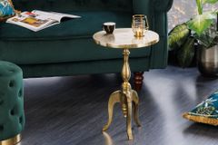 Barock Beistelltisch SAVOY 55cm gold Metall Dreibein rund Vintage