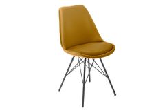 Design Stuhl SCANDINAVIA MEISTERSTÜCK senfgelb Samt schwarze Metallbeine