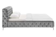 Doppelbett MODERN BAROCK 180x200cm grau Samt Chesterfield Design