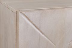 Massives Highboard LION 120cm creme Mangoholz schwarz Metall 3D Schnitzereien Kunstwerk