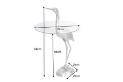 Runder Beistelltisch WILDLIFE HERON 90cm silber Metall Glas Fischreiher Skulptur handmade