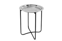 Orientalischer Beistelltisch CASABLANCA 50cm silber schwarz Tablett abnehmbar klappbar