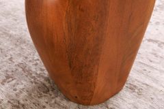 Massiver Beistelltisch ORGANIC 50cm braun Mangoholz oval Säulenfuß