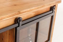 Massives Lowboard HERITAGE 160cm natur Pinie Industrial-Türen Metall Vitrine