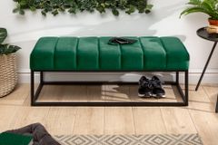 Elegante Sitzbank PETIT BEAUTÉ 110cm smaragdgrün Samt schwarzes Gestell