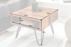 Massivholz Beistelltisch SCORPION 45cm braun Sheesham stone finish Hairpin Legs Stauraum