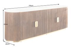 Design Sideboard GATSBY 170cm braun gold Mangoholz weiße Marmorplatte