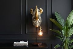 Moderne Wandlampe RHINO 40cm gold Nashorn-Skulptur handmade
