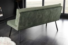 Gepolsterte Sitzbank BIG GEORGE 160cm grün Samt Strukturstoff Taschenfederkern schwarz
