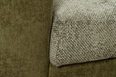 Ecksofa KENT 220cm grün Bicolor Chenille Federkern inkl. Hocker und Kissen