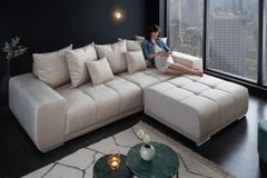 Big Sofa ELEGANCIA 285cm champagner beige Vogue Velours Samt inkl. Kissen Federkern