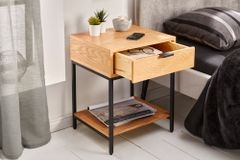 Industrial Nachttisch ELEMENTS 40cm Eiche Beistelltisch mit Schublade