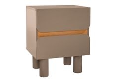 Design Nachtschrank COSMO 60cm greige Eiche zwei Schubladen