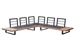 Wetterfestes Gartenlounge Set ST. BARTH 255cm grau natur Akazie Sitzecke inkl. Tisch und Kissen