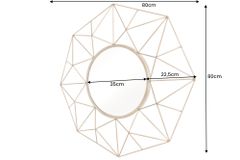 Handgearbeiteter Spiegel DIAMOND L 80cm gold aus Eisen im Retro Design