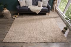 Handgearbeiteter Teppich WOOL 240x160cm beige aus Wolle