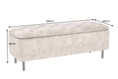 Extravagante Polsterbank EN VOGUE 120cm beige Samt mit Stauraum schwarze Metallbeine