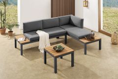 Modulare Garten Sitzgruppe ORLANDO LOUNGE 240cm anthrazit Aluminium wetterfest inkl. Kissen