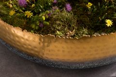 Handgearbeitete Deko Schale ORIENT 52cm gold mit Patina im Classic Hammerschlag Design
