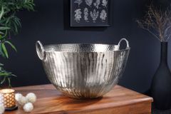 Handgearbeitete Deko Schale ORIENT 40cm silber Metall Hammerschlag Design