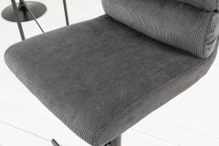 Höhenverstellbarer Barhocker COMFORT grau Cord drehbar mit Lehne Metall schwarz