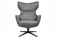 Drehbarer Sessel VOGUE grau Samt schwarze Metallbeine mit Armlehne