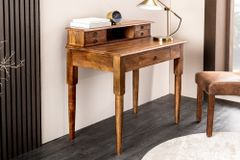 Design Sekretär HEMINGWAY M 90cm braun massiv Mangoholz honey finish Schreibtisch