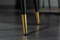 Eleganter Stuhl PARIS petrol Samt Ziersteppung Fußkappen gold Retro-Design mit Armlehnen