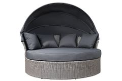 Outdoor Sonneninsel PLAYA LIVING 165cm grau Polyrattan Aluminium inkl. Kissen wetterfest