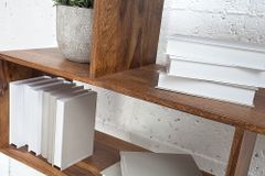Massives Regal MAKASSAR XL 150cm braun Sheesham stone finish Bücherregal