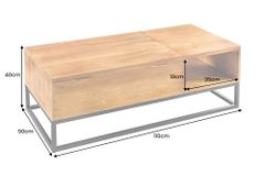 Höhenverstellbarer Couchtisch MAKASSAR FUNCTION 110cm braun Mangoholz honey finish