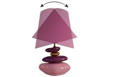 Dekorative Tischlampe STONES OF ECSTASY 60cm pink rosa gold mit Stoffschirm rund