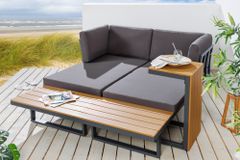 Wetterfestes Gartenmöbel Set IBIZA MODULAR LOUNGE 250cm champagner greige Aluminium