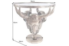 Extravaganter Couchtisch MATADOR 56cm bronze Stierkopf mit Glasplatte
