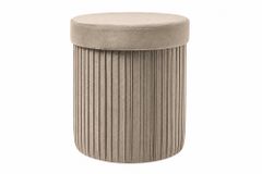 Runder Hocker ÉLAN 40cm champagner greige Samt faltbar mit Stauraum